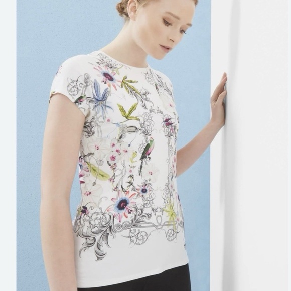 Ted Baker White Top with Colorful Floral Design - Picture 11 of 12